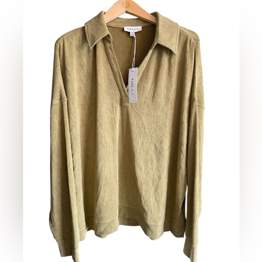 Oversized Gilli Collared L/S Textured Sample Top